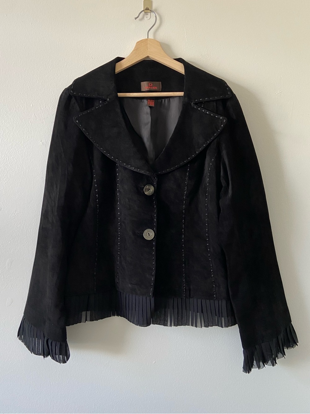 Danier Frilled Black Suede Jacket